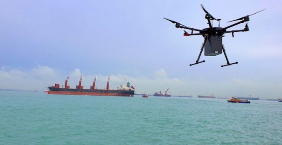 F-drones&#039; BVLOS drone delivery to offshore ships in Singapore